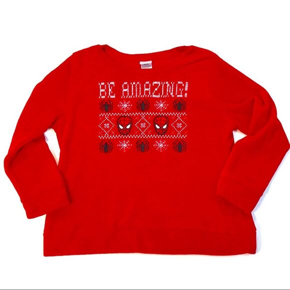 Spiderman Be Amazing Cozy Red Fleece Sweatshirt Pullover Plus Sz 2X 18W-20W - Picture 2 of 8